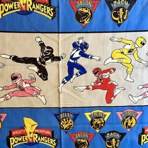 VTG Power Rangers Flat Sheet Twin 1994 Characters Jason Zach‎